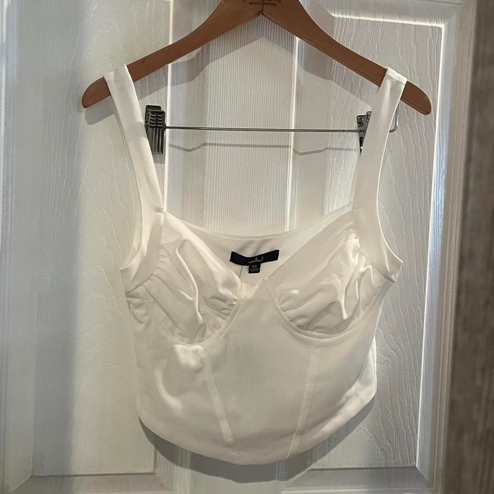 NWT lulu’s ivory mesh bustier crop top